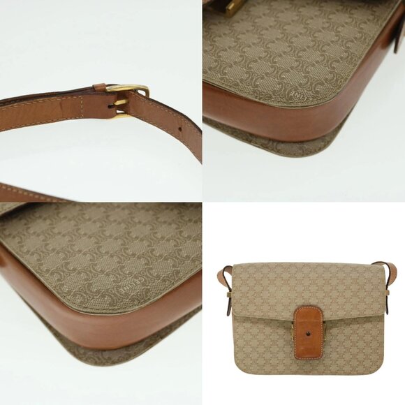 CELINE Macadam Canvas Shoulder Bag Canvas Leather Beige Brown Auth 51028 - Picture 15 of 15